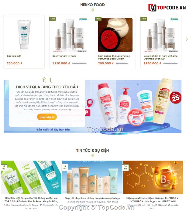 web mỹ phẩm,website chăm sóc sắc đẹp,shop mỹ phẩm,Sharecode Website Mỹ Phẩm Chăm Sóc Sắc Đẹp Cực Xịn